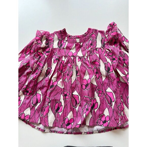 Girls' MORLEY Rodeo Pink Twist Floral Print Cotton Ruffle Trim Shirt, Size 8 - Picture 2 of 11